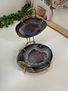 Natural Agate Geode box - jewelry box, trinket box or display piece