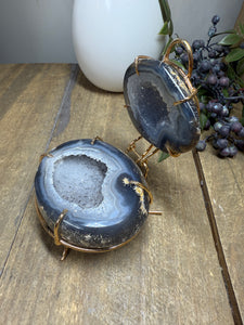 Natural Agate Geode box - jewelry box, trinket box or display piece
