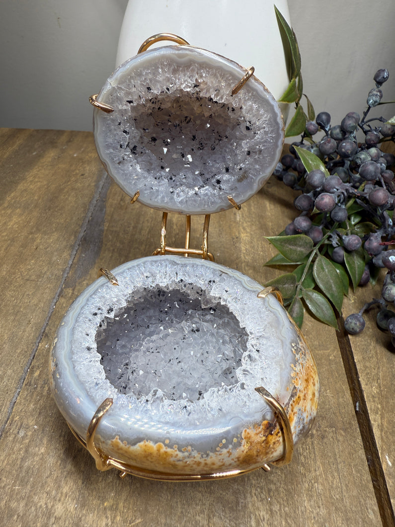 Natural Agate Geode box - jewelry box, trinket box or display piece