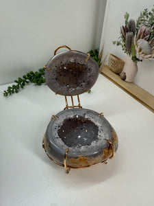 Natural Agate Geode box - jewelry box, trinket box or display piece