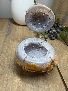 Natural Agate Geode box - jewelry box, trinket box or display piece