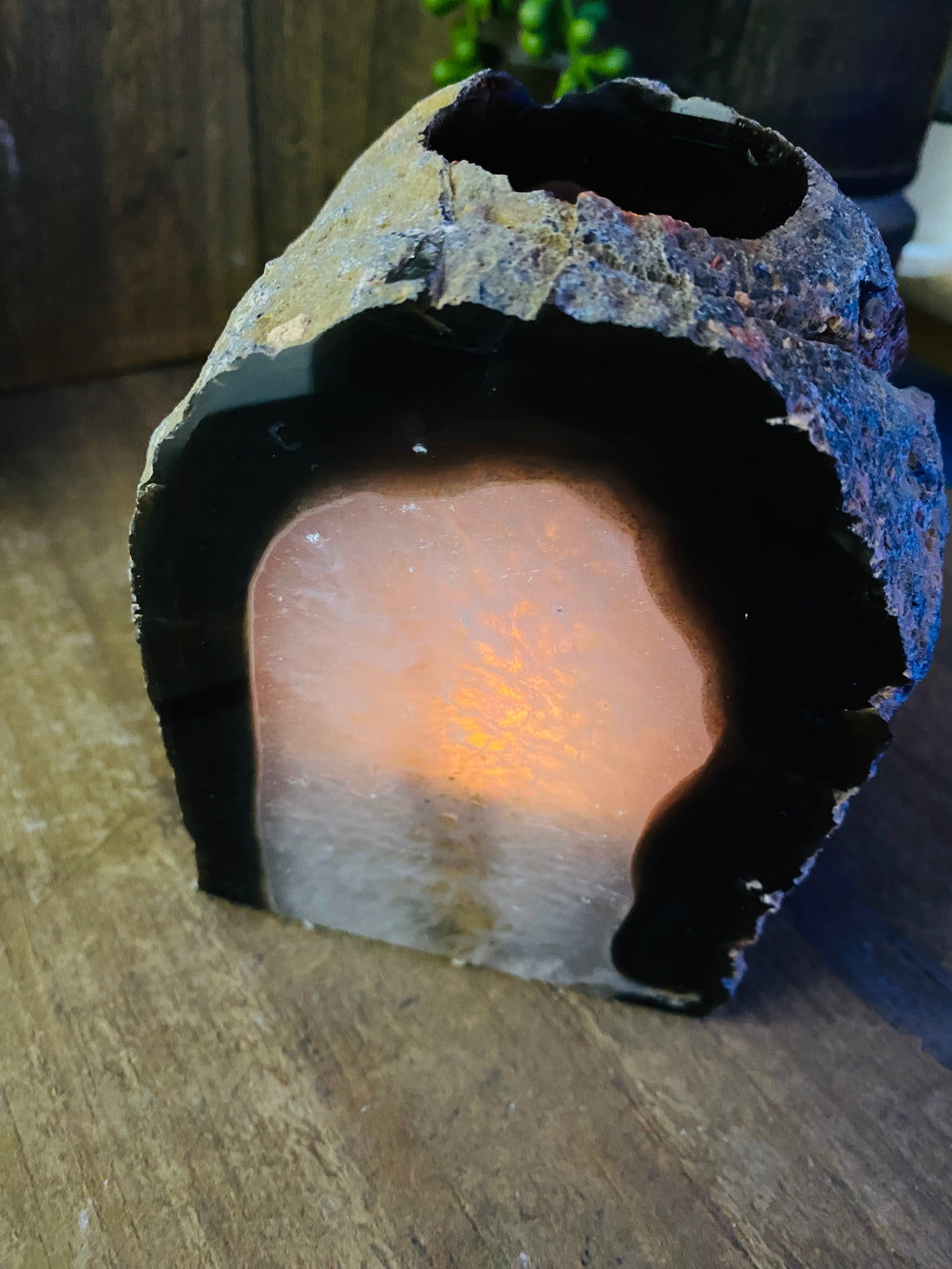 Natural Agate tea light Candle Holder (natural stone / crystal), home decor