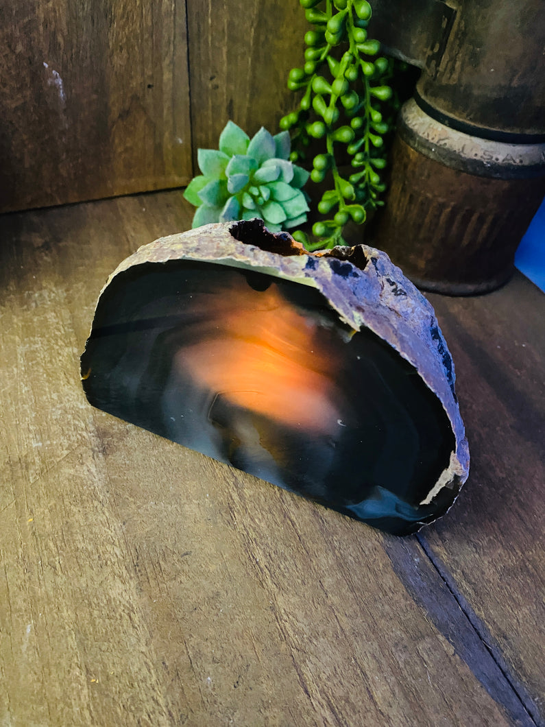 Natural Agate tea light Candle Holder (natural stone / crystal), home decor