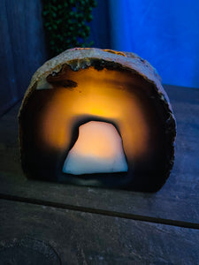 Natural Agate tea light Candle Holder (natural stone / crystal), home decor