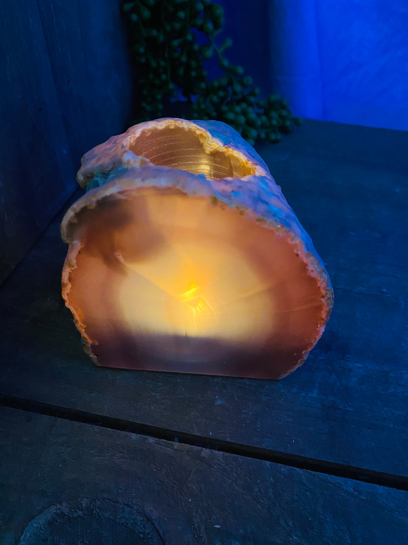 Natural Agate tea light Candle Holder (natural stone / crystal), home decor