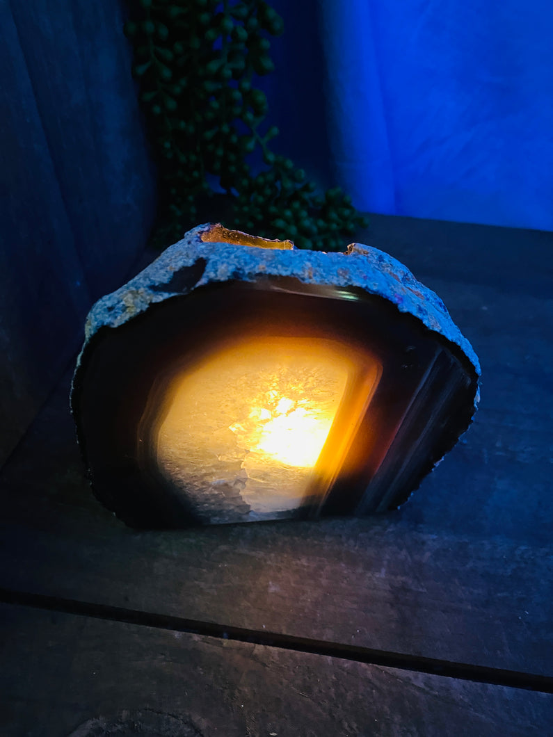 Natural Agate tea light Candle Holder (natural stone / crystal), home decor