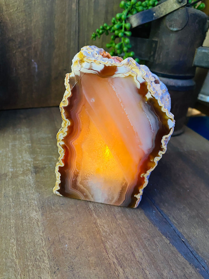 Natural Agate tea light Candle Holder (natural stone / crystal), home decor or unique gift