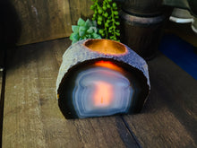 Load image into Gallery viewer, Natural Agate tea light Candle Holder (natural stone / crystal), home decor or unique gift