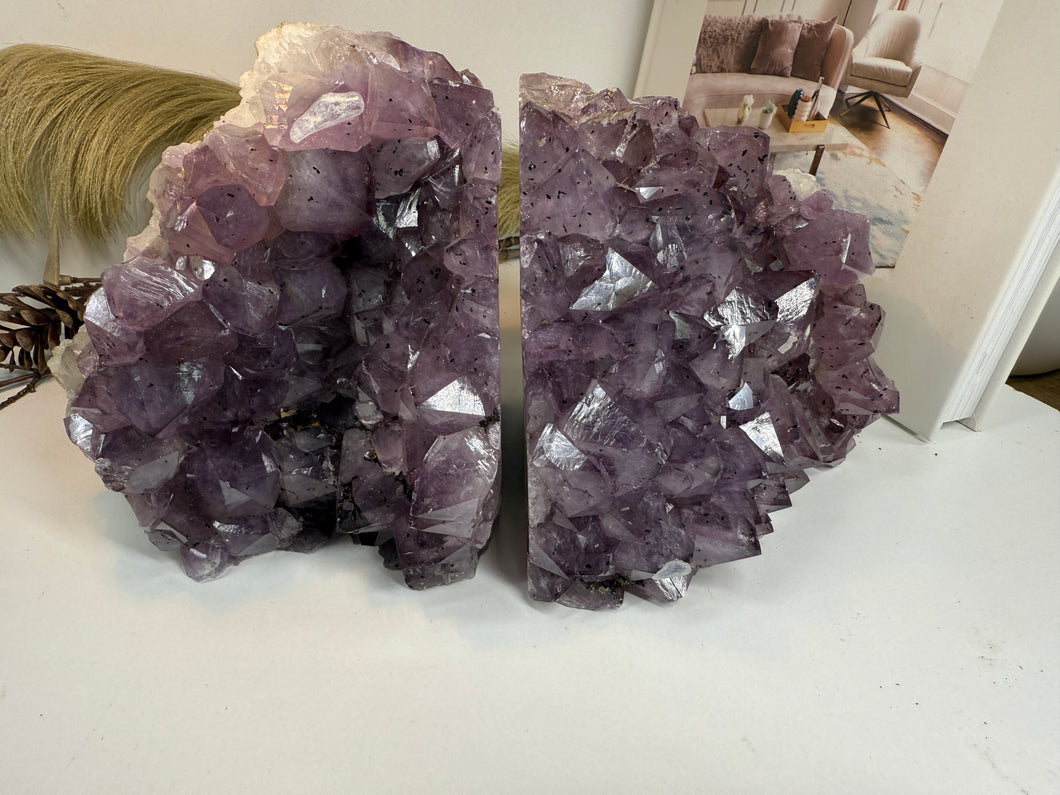 Natural Amethyst Crystal Bookends – Brazilian Amethyst