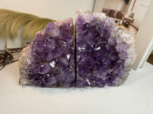 Load image into Gallery viewer, Natural Amethyst Crystal Bookends – Brazilian Amethyst