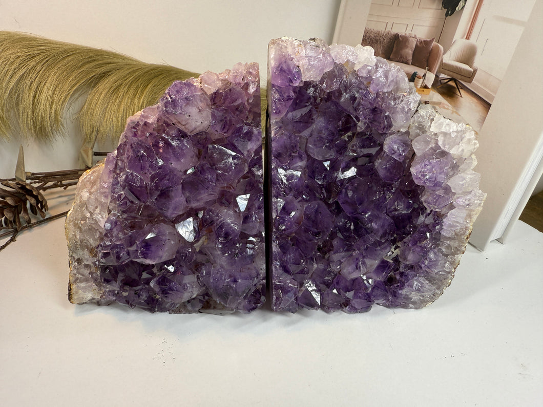 Natural Amethyst Crystal Bookends – Brazilian Amethyst