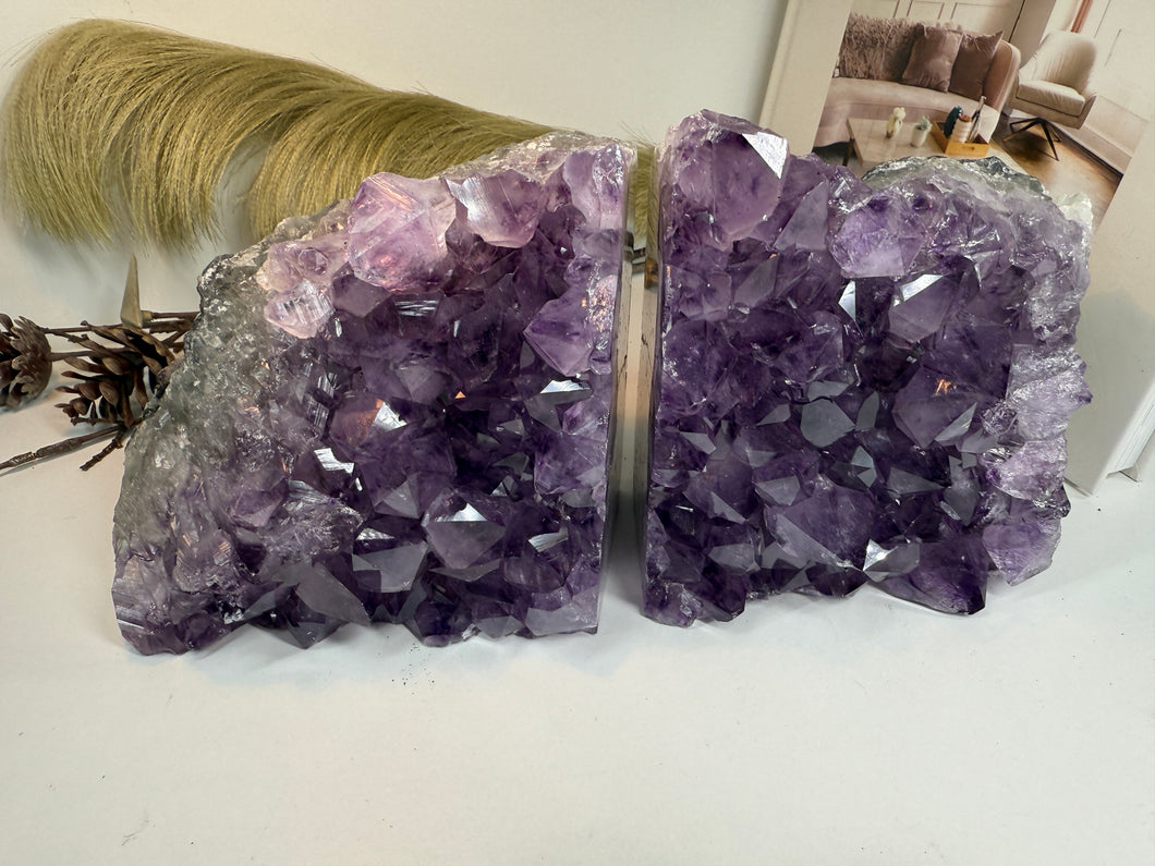 Natural Amethyst Crystal Bookends – Brazilian Amethyst
