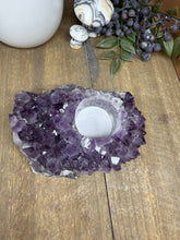 Load image into Gallery viewer, Natural Amethyst Crystal Tea Light Holder – Uruguay Home Decor