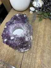 Load image into Gallery viewer, Natural Amethyst Crystal Tea Light Holder – Uruguay Home Decor
