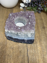 Load image into Gallery viewer, Natural Amethyst Crystal Tea Light Holder – Uruguay Home Decor