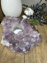 Load image into Gallery viewer, Natural Amethyst Crystal Tea Light Holder – Uruguay Home Decor