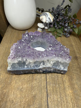 Load image into Gallery viewer, Natural Amethyst Crystal Tea Light Holder – Uruguay Home Decor
