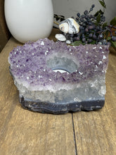 Load image into Gallery viewer, Natural Amethyst Crystal Tea Light Holder – Uruguay Home Decor