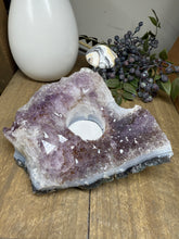 Load image into Gallery viewer, Natural Amethyst Crystal Tea Light Holder – Uruguay Home Decor
