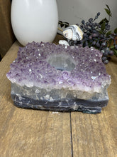 Load image into Gallery viewer, Natural Amethyst Crystal Tea Light Holder – Uruguay Home Decor