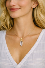 Load image into Gallery viewer, Natural Clear Quartz Crystal Point Pendant with Gold Electroplating – Handcrafted Gemstone Jewelry
