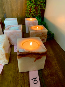 Pink Calcite Tea light candle holder