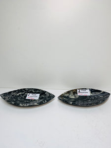 Polished Fossil Ammonite Orthoceras boat shaped bowls