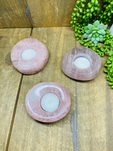 Load image into Gallery viewer, Polished Rose Quartz crystal tea light candle holder