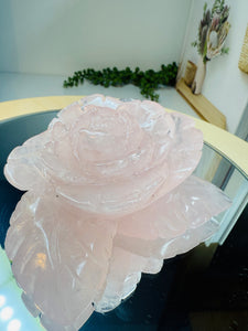 Rose Quartz hand carved flower