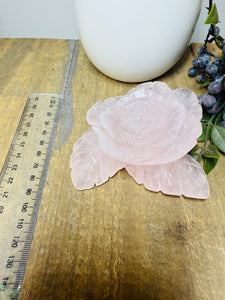 Rose Quartz hand carved flower