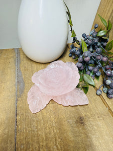 Rose Quartz hand carved flower