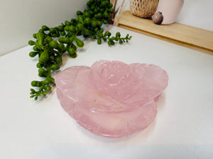 Rose Quartz hand carved flower