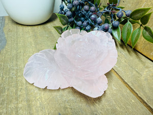 Rose Quartz hand carved flower