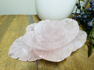Rose Quartz hand carved flower