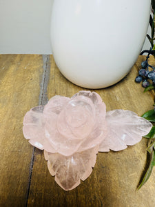 Rose Quartz hand carved flower