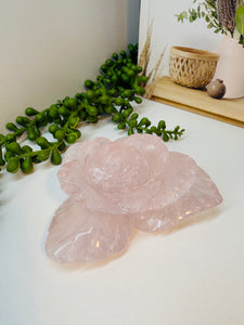 Rose Quartz hand carved flower