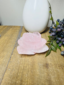 Rose Quartz hand carved flower