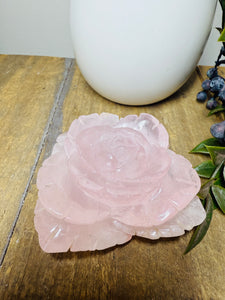 Rose Quartz hand carved flower