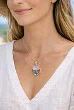 Load image into Gallery viewer, Rose Quartz &amp; Blue Topaz Pendant in Sterling Silver – Handcrafted Natural Gemstone Jewelry