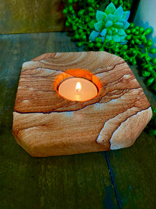 Sandstone tea light candle holder