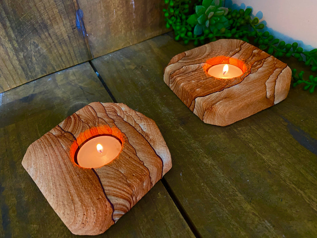 Sandstone tea light candle holder