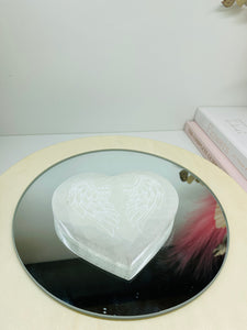 Selenite love heart disc and charging disc