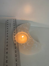 Load image into Gallery viewer, Selenite moon tea light candle holder