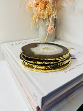 Load image into Gallery viewer, Natural polished Agate Slice drink coasters with Gold Electroplating - Set of 4