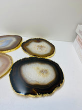 Load image into Gallery viewer, Natural polished Agate Slice drink coasters with Gold Electroplating - Set of 4