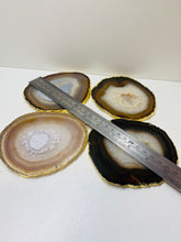 Load image into Gallery viewer, Natural polished Agate Slice drink coasters with Gold Electroplating - Set of 4