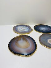 Load image into Gallery viewer, Natural polished Agate Slice drink coasters with Gold Electroplating - Set of 4