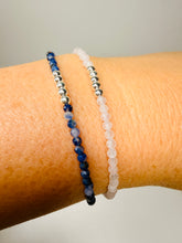 Load image into Gallery viewer, Sterling Silver Adjustable Ball Bracelet – Rose Quartz &amp; Labradorite Gemstones