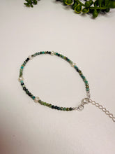 Load image into Gallery viewer, Sterling Silver Adjustable Bracelet with Freshwater Pearls &amp; African Turquoise