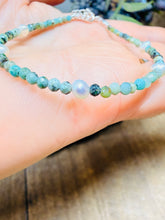 Load image into Gallery viewer, Sterling Silver Adjustable Bracelet with Freshwater Pearls &amp; African Turquoise